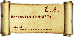 Berkovits Abdiás névjegykártya